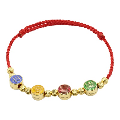 18k金平安喜乐编织红绳手链手绳