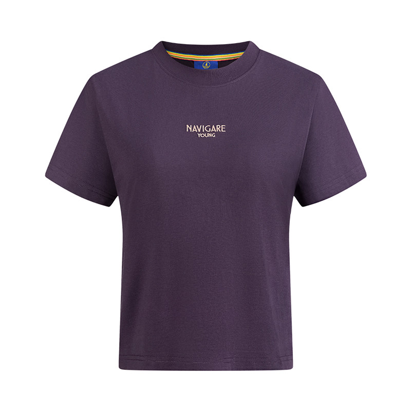 【凉感】Navigare小帆船圆领短袖T恤女款夏季新款紫色t恤情侣装