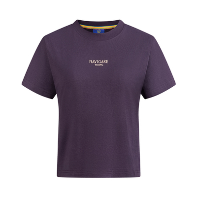 【凉感】Navigare小帆船圆领短袖T恤女款夏季新款紫色t恤情侣装