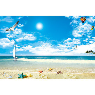 大海风景画墙贴自粘海景沙滩装饰画贴纸墙纸背景墙壁画贴纸画壁纸