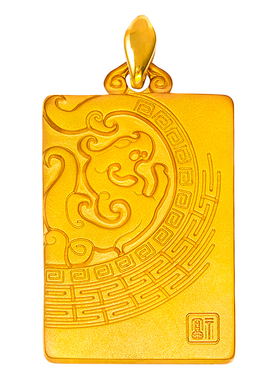 金包银锦鲤男古法金无事牌吊牌坠