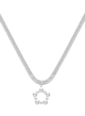 MFOW仿水晶花朵镀金项链女