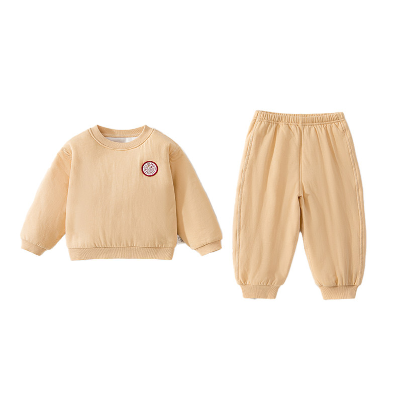 秋冬纯棉保暖儿童家居服分体套装