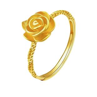 越南沙金玫瑰花戒指金店同款女士定情信物小红书爆款高级感戒指潮