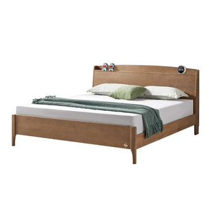 大自然全实木床现代简约进口山毛榉双人大床架排骨卧室家具YM1201