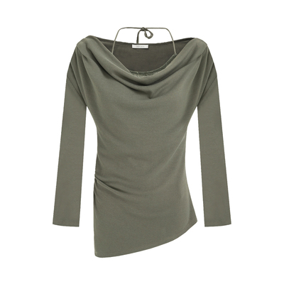 UNSPOKEN露肩挂脖一字领针织衫