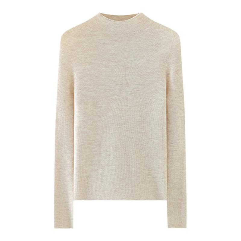 可机洗无缝一体精纺超细100纯羊毛衫女秋冬半高领毛衣针织打底衫