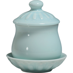 锵锵陶瓷青釉全套佛具用品套装供佛香炉圣水杯花瓶供奉家用摆件