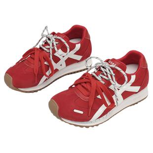 星期六红色德训鞋女内增高阿甘鞋新款女鞋子真皮休闲鞋厚底运动鞋