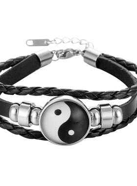 阴阳鱼八卦钛钢发光黑白刻字手串