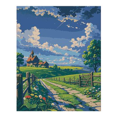 乡间 宫崎骏数字油画diy填充风景装饰画2025年新款画画填色数字画