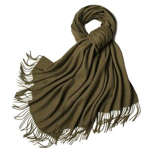 APCSHOP 冬季保暖女士外搭百搭加厚两用水波纹羊绒披肩围脖大围巾