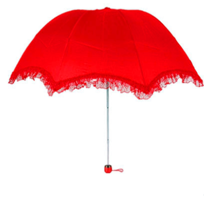 结婚红伞新娘伞折叠蕾丝创意