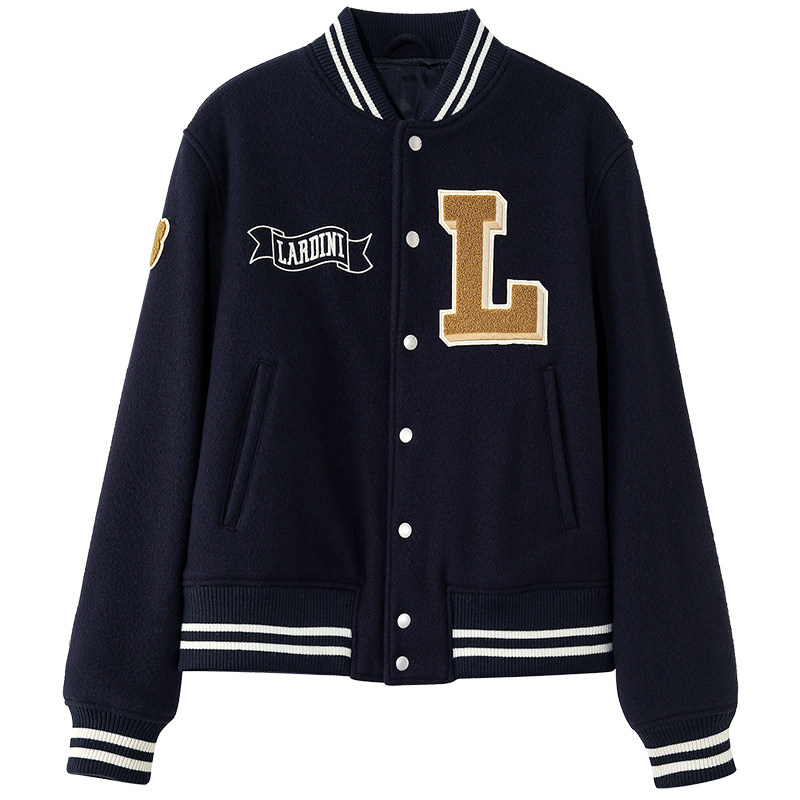 LARDINI秋冬毛呢刺绣棒球服