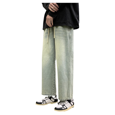 当季超火的黄泥色直筒牛仔裤