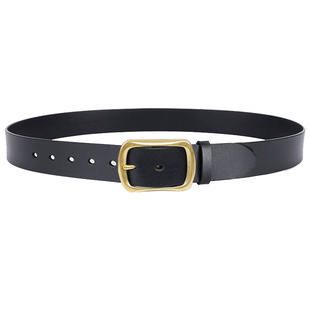 简束铜扣头层牛皮腰带男士商务休闲配西裤牛仔裤真皮皮带男款潮流