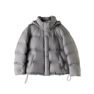 AS羽绒服女25冬季新款连帽可拆短款撞色外套抽绳下摆防风保暖上衣