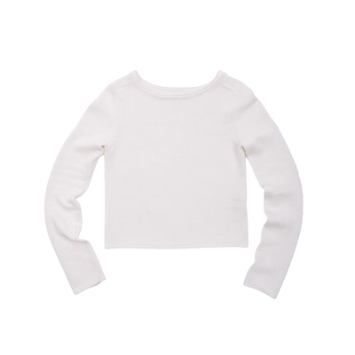 Link Exchange天然植物纤维和纸纱船领针织上衣_经典简约短款