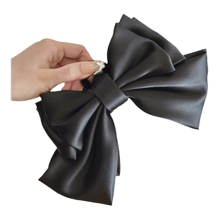 在逃公主发夹女双面公主头发抓后脑勺黑色超大号蝴蝶结头饰发抓夹