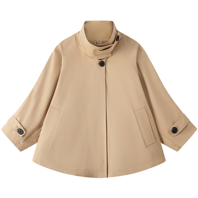 女童复古立领风衣短款小外套