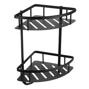 全铜轻奢双层置物架子三角篮卫生间浴室收纳淋浴网篮壁挂托盘角架