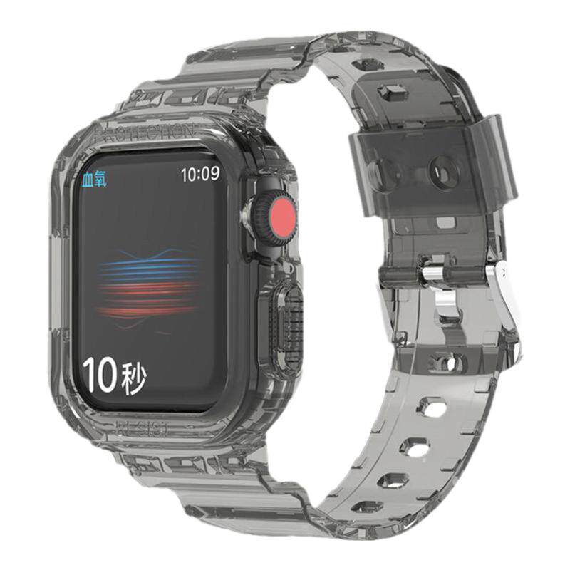 适用苹果apple watchS11/10手表带iwatch9/8/7/6/5/se/3/4代一体硅胶透明手表保护套ul