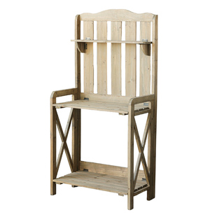 米森园艺操作台折叠实木复古三层花架阳台花园绿植盆栽落地置物架