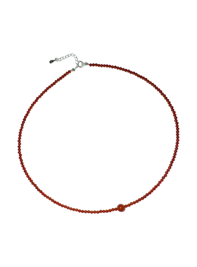 少女红玛瑙彩色细链925银项链