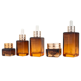 现货供应新款化妆品玻璃瓶渐变小棕瓶滴管面膜膏霜精油瓶分装瓶子