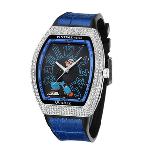 满钻手表法兰克酒桶大表盘个性创意卡通非机械高级感防水男士腕表