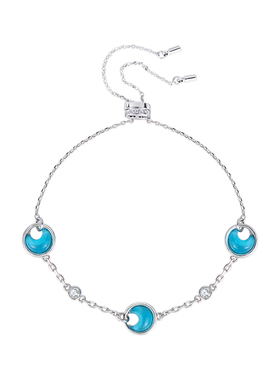 蓝色猫眼石爱心月亮手链女