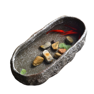 水仙花盆多肉花盆陶瓷无孔铜钱草养鱼缸仿石头大号绿萝水培植物盆