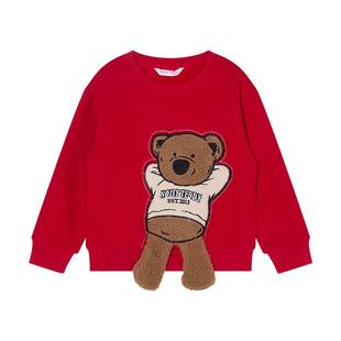NOISY TEDDY 25冬季新款时尚潮流立体可爱熊儿童圆领套头加绒卫衣