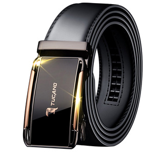 外穿皮带男款爸爸真皮自动扣裤带青年学生镜面潮韩版滑道腰带正品