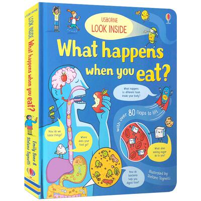 英文原版纸板书Look Inside What Happens When You Eat看看你吃东西的时候会发生什么Usborne看里面系列：揭秘各种人体器官