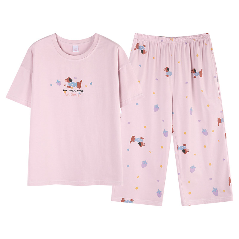 夏季爽棉棉质女可外穿睡衣套装