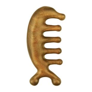 天然绿檀木按摩梳子头部经络梳整料加厚宽齿梳子眼部肩颈脸部按摩