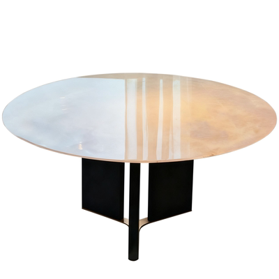 皇家白玉奢石圆形中古风餐桌