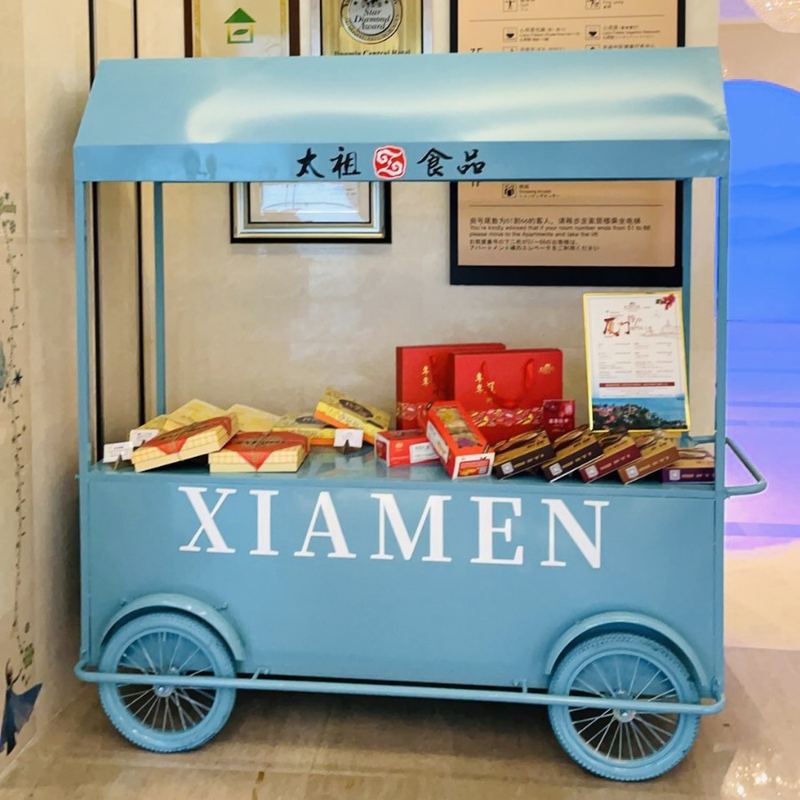 网红夜市摆摊花车夜市甜品小吃推车市集爆米花餐车美食促销摊位