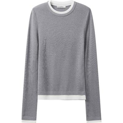 播冬季双色拼接圆领针织衫女假两件修身毛衣DDR4SD5066