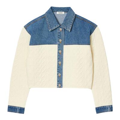 SANDRO双材质撞色拼接短外套