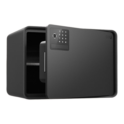 得力家用保险箱指纹密码解锁