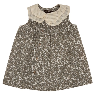 Little现货 意大利hello lupo SS26春夏女宝印花花瓣领无袖连衣裙