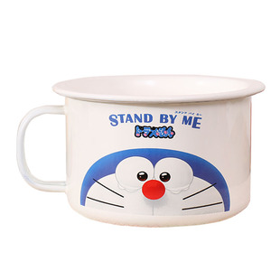 怀旧搪瓷快餐杯饭盒饭缸泡面碗饭盆学生缸子加厚带盖14CM复古卡通