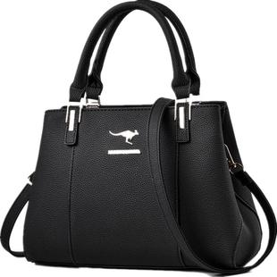 袋鼠真皮女包2025新款欧美时尚大气手提包中年女士妈妈包百搭送礼