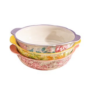 墨色十二花神高颜值酸菜鱼大盆碗家用双耳汤碗大号水煮鱼汤盆大碗