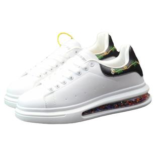 刺绣小白鞋男鞋厚底内增高板鞋2021春新款网红彩粒气垫鞋子男潮鞋