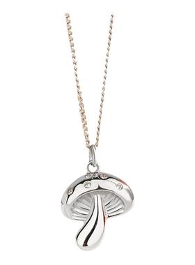 S925纯银小蘑菇项链女镶钻锁骨链