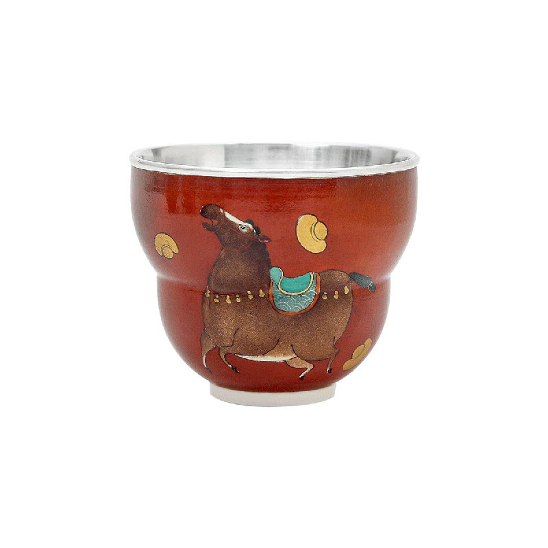 银茶杯主人杯包银杯景德镇手绘杯