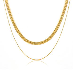 WANG原创高级宋佳同款表带粗链盒子链银金色双层叠搭锁骨链项链